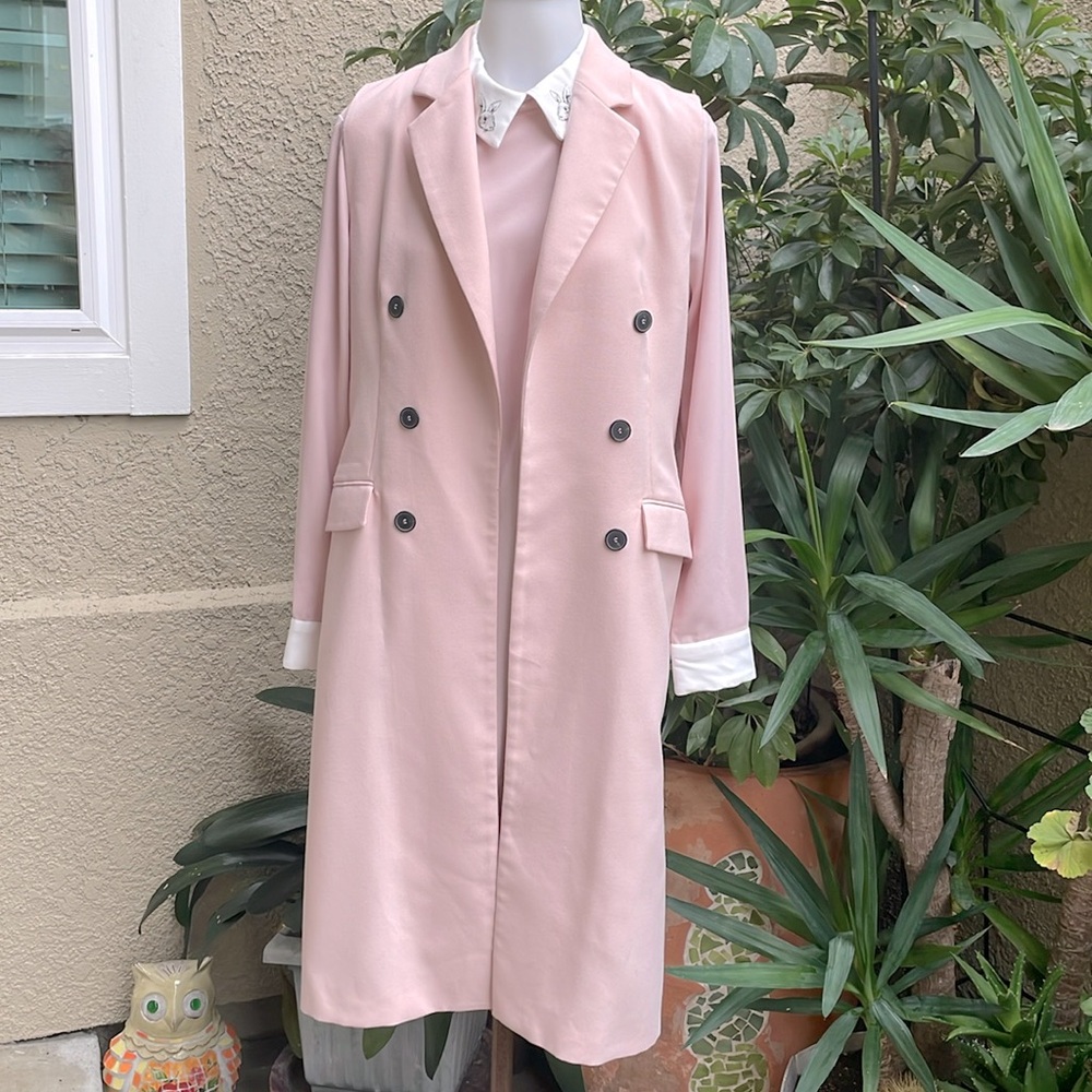 Pastel pink Zara open front duster/coat
